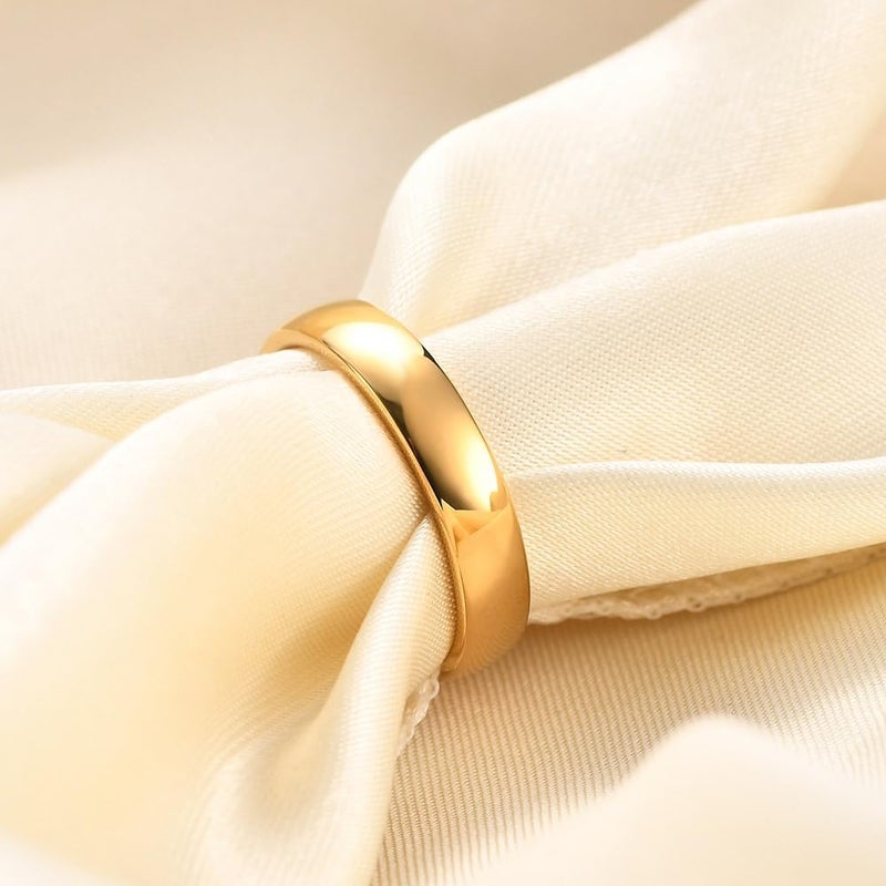 VQYSKO Tungsten Wedding Band Ring for Men Women | 2mm 4mm 6mm 8mm Gold Domed Tungsten Wedding Band Ring for Men Women High Polish Comfort Fit | Size 5-14 - Image 5